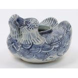 An Annamese Ming-style, blue and white 'double-duck' water pot, Vietnam, 20th century, potted and...