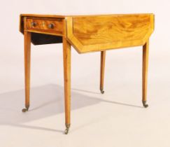 A George III mahogany Pembroke table, last quarter 18th century, the satinwood crossbanded top ab...