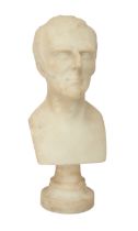 An English marble bust of Arthur Wellesley, 1st Duke of Wellington, first half 19th century, on s...