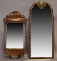 An English mahogany and parcel gilt pier mirror, Queen Anne style, first quarter 20th century, 10...
