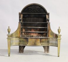 A brass and cast-iron fire grate, George III style, first quarter 20th century, 69cm high, 69cm w...