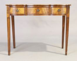 An English mahogany serpentine front side table by Bevan Funnell for Reprodux, George II style, 2...