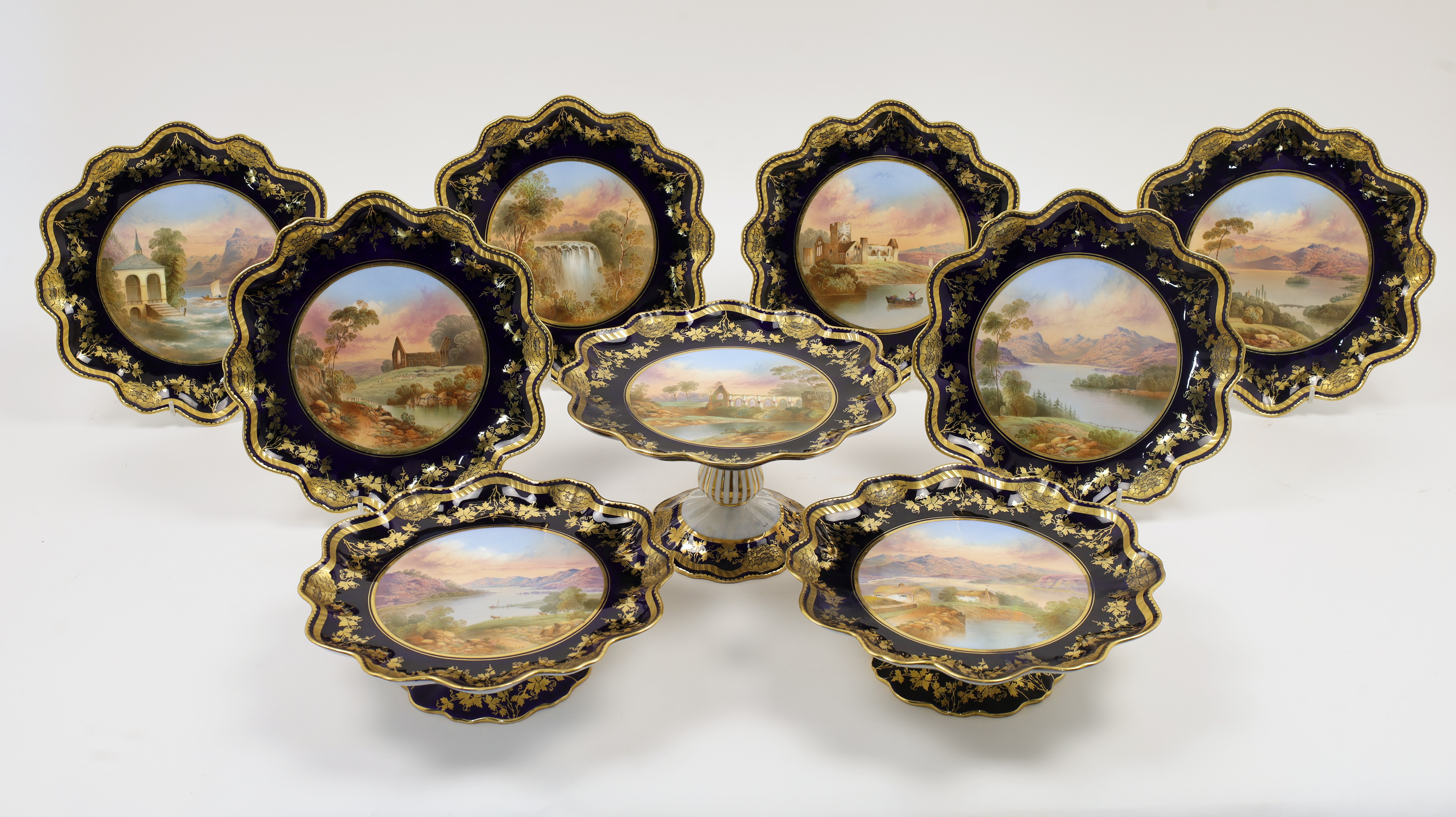 A collection of Aynsley porcelain decorated by Richard James Keeling, c.1900-38, each with a name...