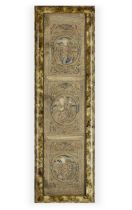 An embroidered orphrey panel fragment, probably Franco-German, 17th century, worked with metal th...