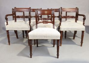 A set of eight Regency mahogany bar back dining chairs, first quarter 19th century, to include tw...