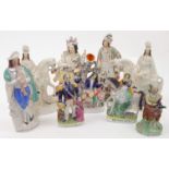 A group of Staffordshire ceramic figure groups and portraits, 19th century, to include an untitle...