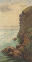British School,  19th Century-  Boats off the coast;  oil on canvas, 65 x 34.6 cm., together wi...