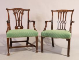 Two English mahogany armchairs, George III style, last quarter 19th century (2)