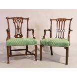Two English mahogany armchairs, George III style, last quarter 19th century (2)
