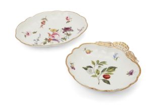 A porcelain oval dessert dish, possibly Nantgarw, c.1818-20, moulded with c-scrolls to the border...