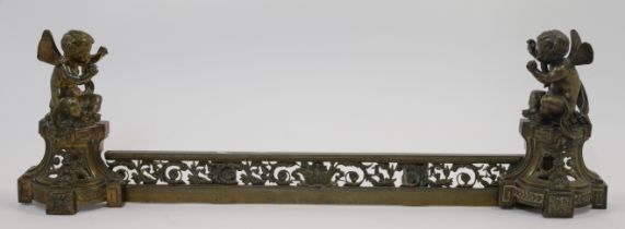 A bronze and brass adjustable fender, 26 x 87 x 12.5 cm Provenance: Bonhams Chelsea, 19th March ...