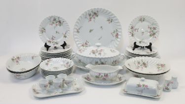 A Limoges (Haviland & Co.) part dinner service, 20th century, green printed factory marks, moulde...