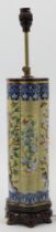 A Chinese cloisonné lobed sleeve vase converted to a lamp, late Qing / Republic period, early 20t...