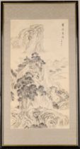 Anonymous (early 20th century), a Chinese scroll painting of a mountainous landscape, in the styl...