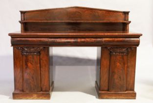 A George IV mahogany twin pedestal side board, possibly Scottish, second quarter 19th century, th...