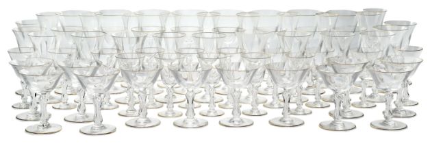 An extensive suite of St Louis crystal hosting glasses, late 20th century, acid etched mark to un...