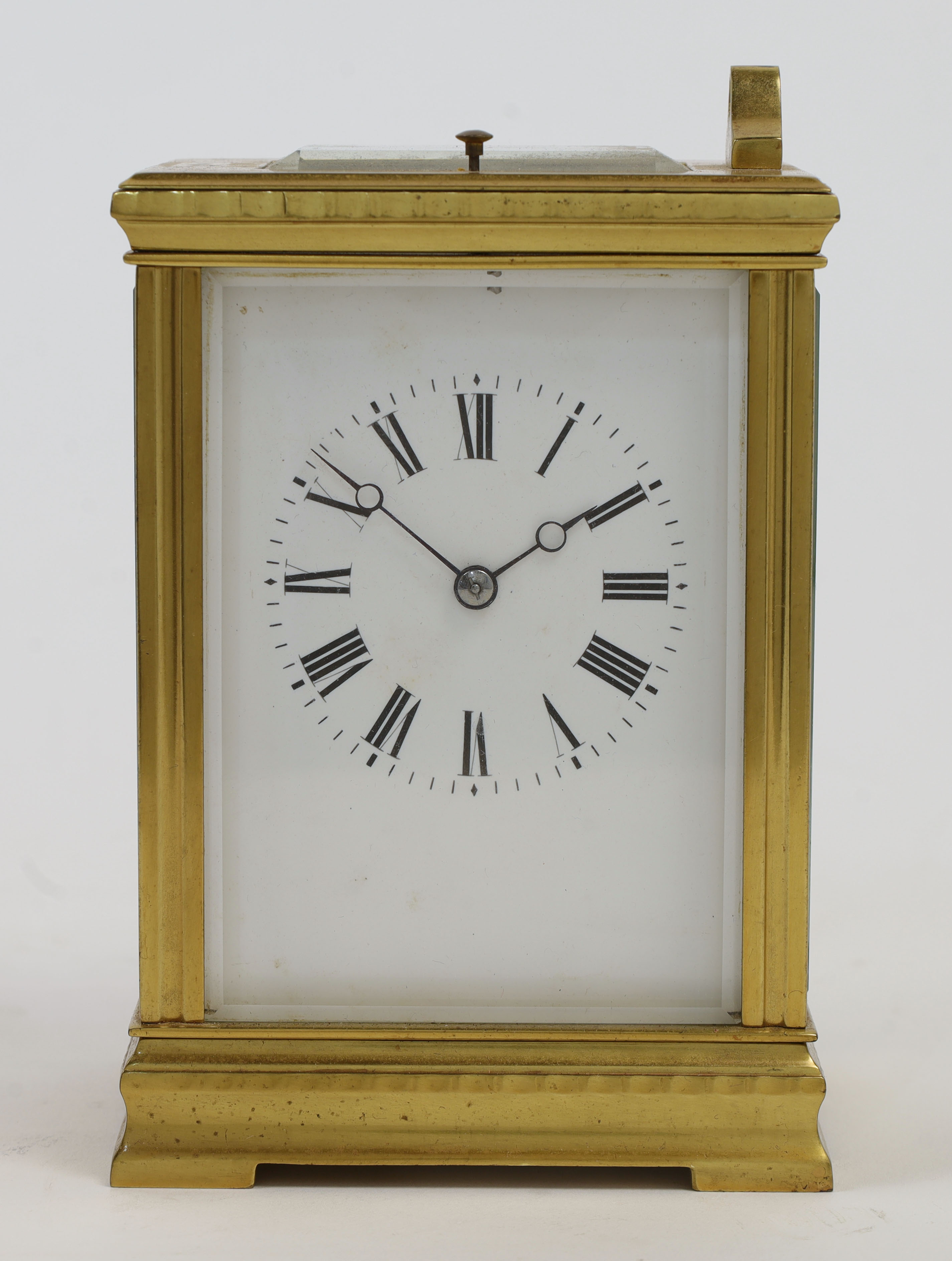 A French gilt-brass repeating carriage clock, late 19th century, the movement by Francois Arsène ...