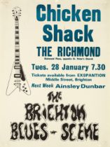 A collection of music memorabilia posters, comprising: Chicken Shack Live at The Richmond, Bright...