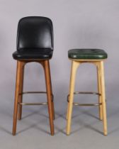 Neri&Hu for Stellar works, a 'Utility H760' and a 'Utility SH760' bar stool, leather, walnut, ste...