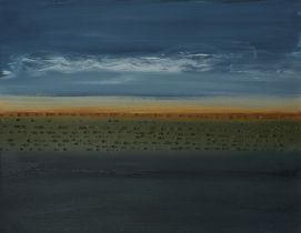 David Humphreys,  British b.1937 -   Sky, Water, Sand + Mottled Pieces;  oil on board, signed l...