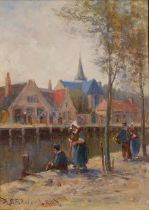 M.S. Edward RBA,  early 20th century -  Dutch canal;  oil on board, signed lower left 'M. S. Ed...