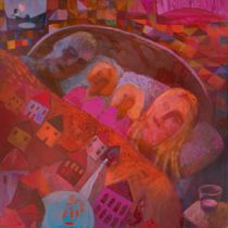 Paul Bloomer, British b.1966 -  Sleepers, 2009;  acrylic on canvas, signed with initials lower ...