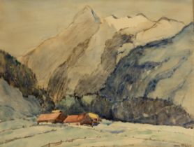 John McKillop, Scottish 1888-? -  The Valley Kaprum, Austria, c.1958; watercolour on paper, sig...