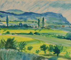 T. M.,  mid to late 20th century -  Landscape;  watercolour on paper, signed lower right 'T.M.'...