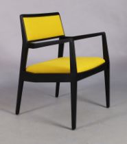 Jens Risom (1916-2016) for Stellar Works, a 'C142' armchair, ebonised wood, wool upholstery, manu...