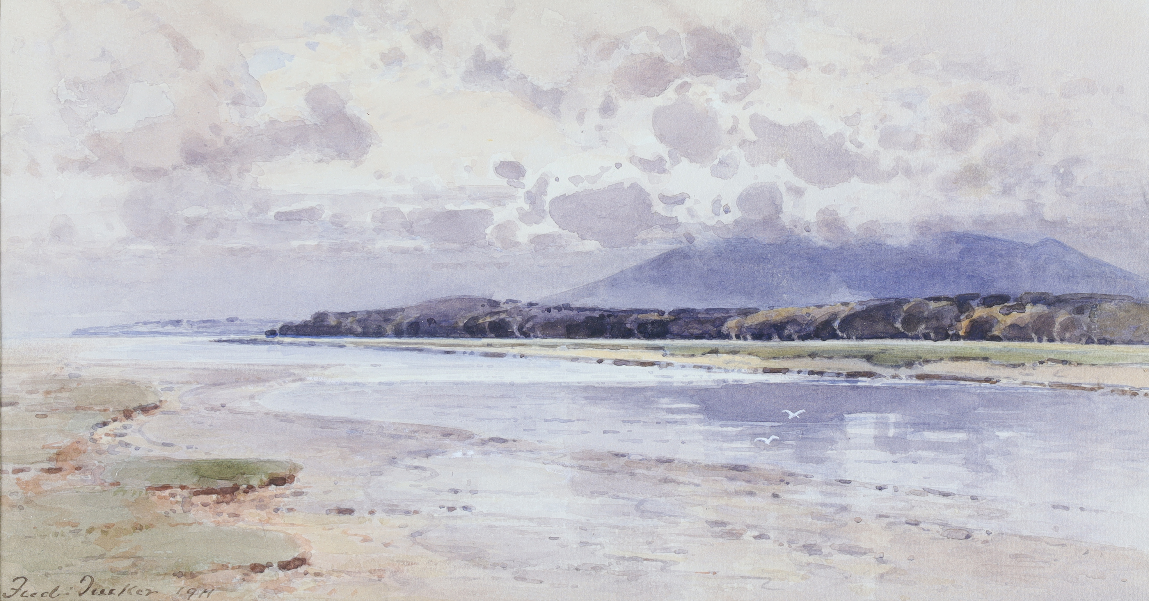 Frederick Tucker,  British 1860-1935 -  Estuary view, 1911;  watercolour on paper, signed and d...