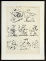 After Henry Moore  Exhibition poster for the Bibliotheque Nationale (framed), 1977  and 'Reclini...