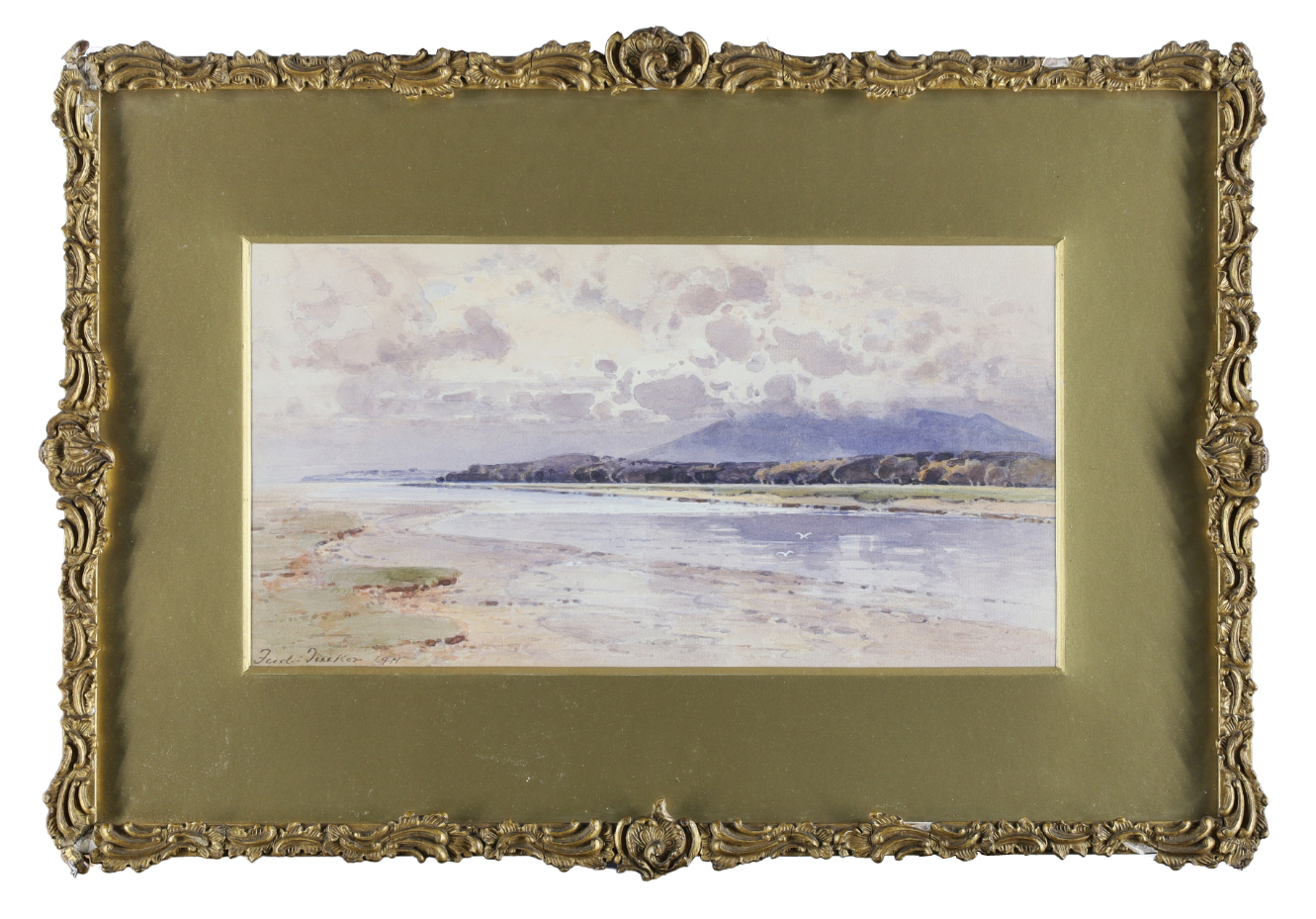 Frederick Tucker,  British 1860-1935 -  Estuary view, 1911;  watercolour on paper, signed and d... - Image 2 of 3