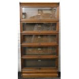 An oak five stack Globe Wernicke bookcase. 86 cm wide.