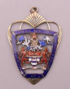 A boxed silver and enamel Past Mayor London Borough of Hammersmith pendant by Garrard & Co. 6.