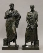 FERDINAND BARBEDIENNE (1810-1892) French, a pair of bronze models of Ancient Greek Scholars.