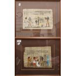 A pair of Egyptian Papyrus art works, each framed and glazed. 45 x 37 cm overall.