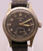 A Lemania gentleman's military wristwatch. 3.75 cm wide.