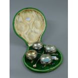 A cased set of four silver salts. 183 grammes.