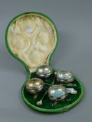 A cased set of four silver salts. 183 grammes.