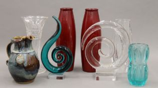 A quantity of glassware, Art pottery, etc. The largest 27 cm high.