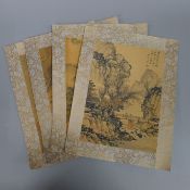 Four Chinese prints, unframed. 28 x 36 cm overall.