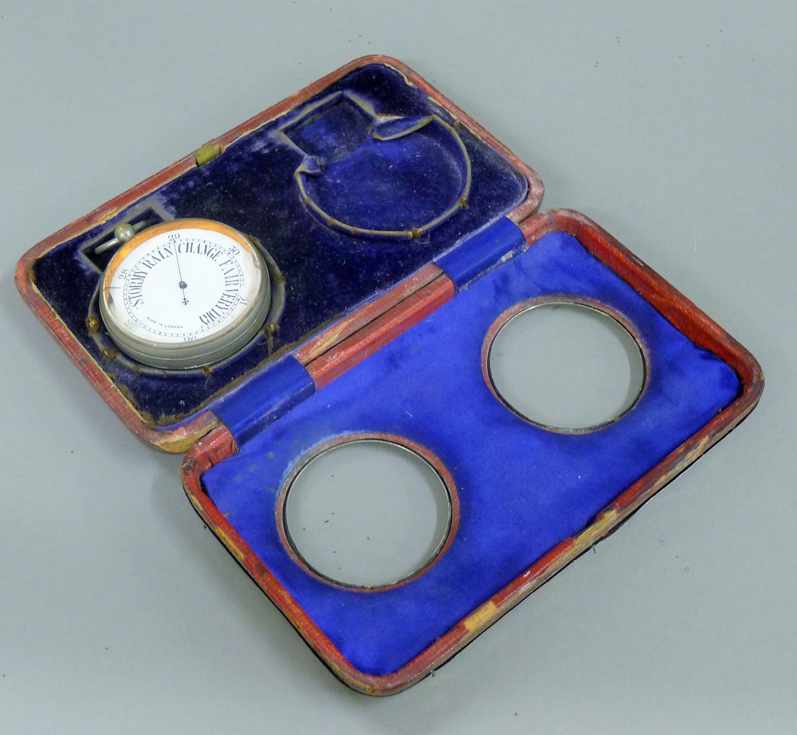 A silver plated barometer set in a silver case (case lacking watch). 19.5 cm wide. - Image 5 of 6