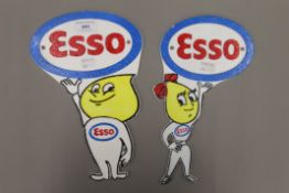 A pair of Esso cast iron signs. Each approximately 28 cm high.