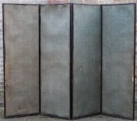 A 19th century four panel screen. 170 cm high x 216 cm wide overall.