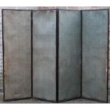 A 19th century four panel screen. 170 cm high x 216 cm wide overall.