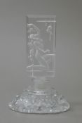 An Art Deco cut glass scent bottle. 14.5 cm high.