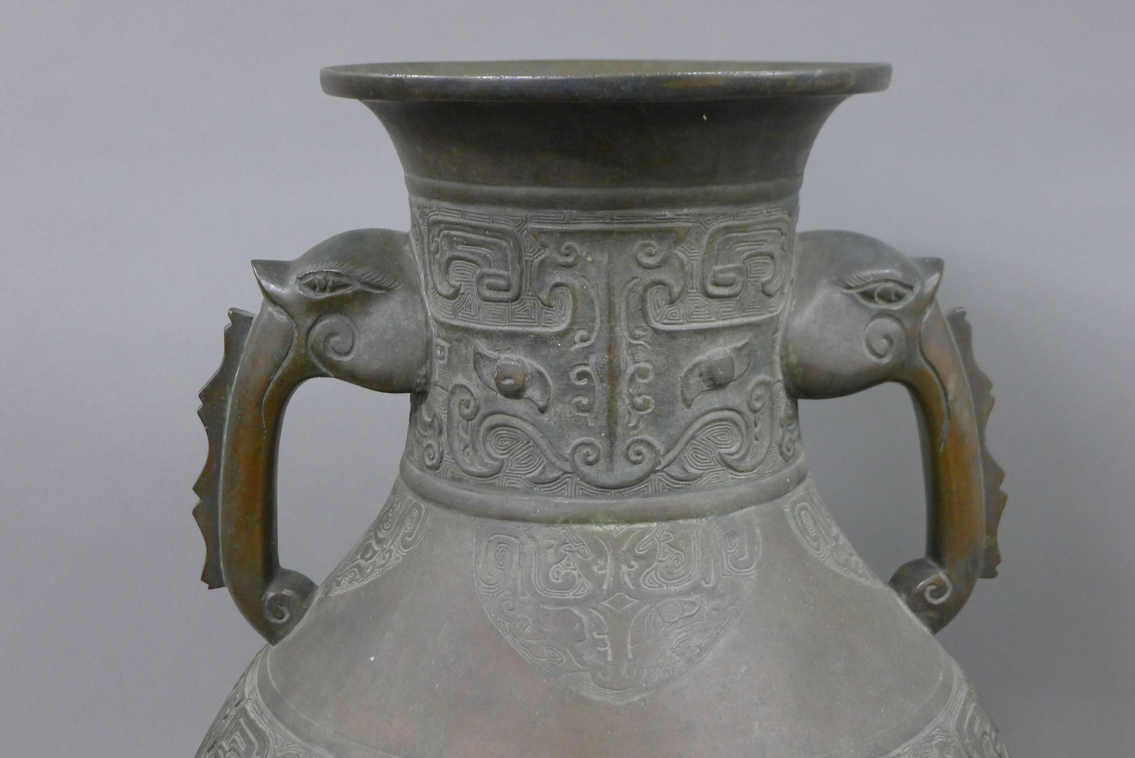 A large Chinese bronze vase. 60 cm high. - Image 3 of 4