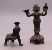 Two small Indian deities. The largest 11.5 cm high.