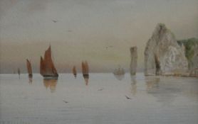 W MARSHALL, Sailing Boats, watercolour, framed and glazed. 23.5 x 15.5 cm.