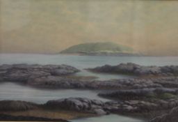 JEAN CANTER, Looe Island, Cornwall, watercolour, signed and dated 1990, framed and glazed. 24 x 16.